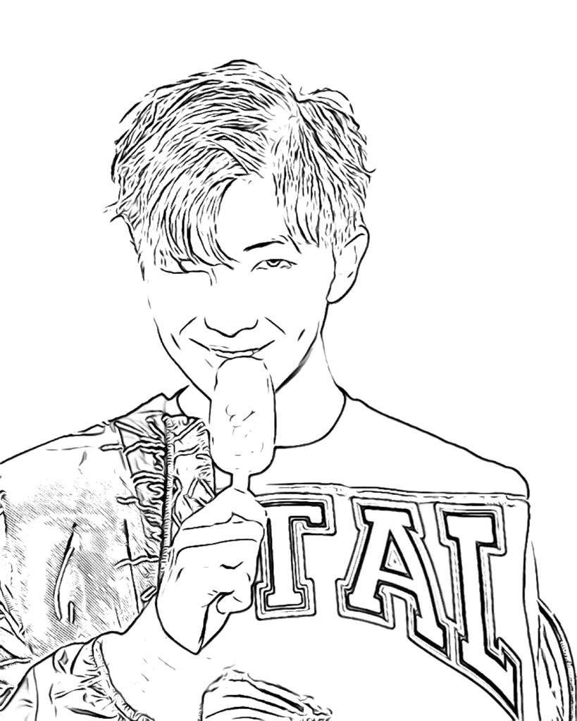 Rap Monster BTS Coloring Page - Free Printable Coloring ...