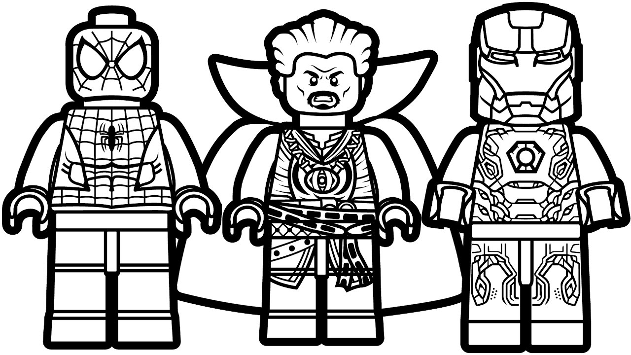 Lego: Spiderman, Doctor Strange And Iron Man Coloring Page ...