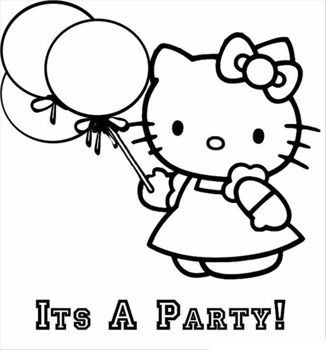 Hello Kitty With Balloons Coloring Page - Free Printable ...