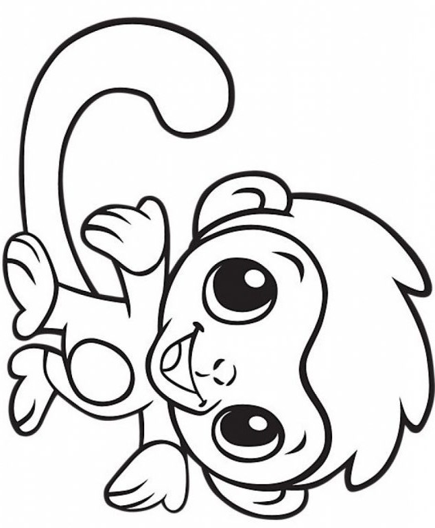 Cute Baby Monkey Coloring Page   Free Printable Coloring Pages for Kids