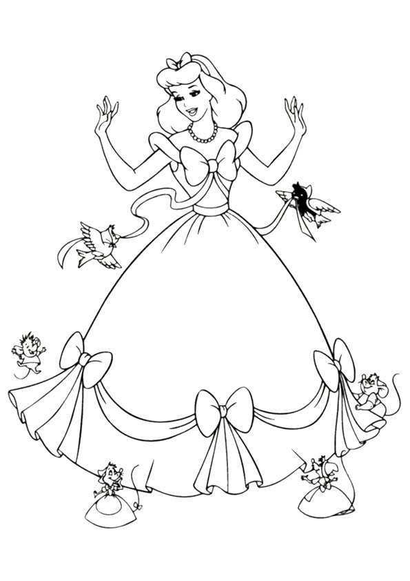 Cinderella Dress Mice Coloring Page - Free Printable Coloring Pages for