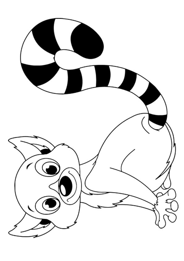Cute Baby Lemur Coloring Page - Free Printable Coloring Pages for Kids