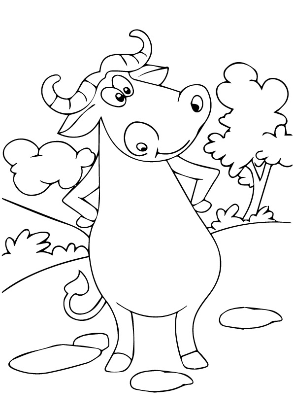 Cute Buffalo Coloring Page - Free Printable Coloring Pages for Kids