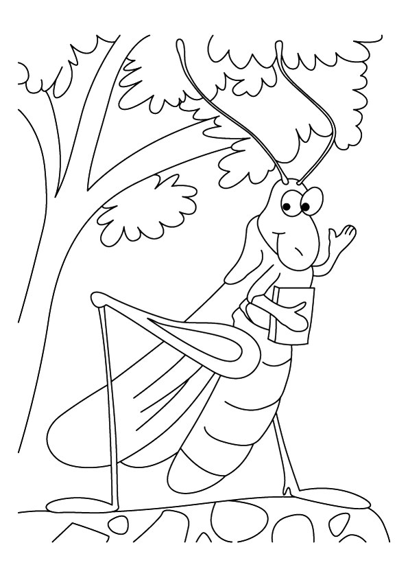 Animated Grasshopper Coloring Page - Free Printable Coloring Pages for Kids