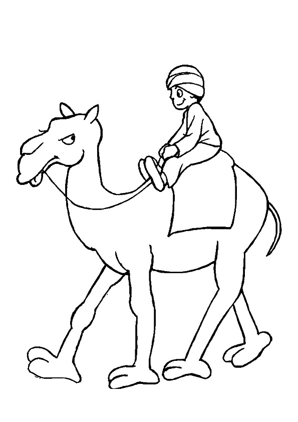 A Man Riding Camel Coloring Page - Free Printable Coloring Pages for Kids