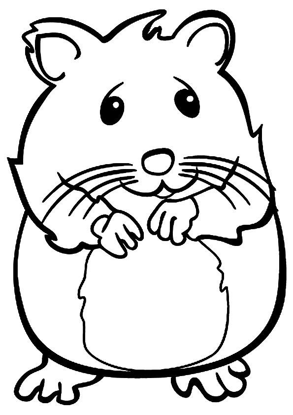 Smiling Hamster Coloring Page - Free Printable Coloring Pages for Kids