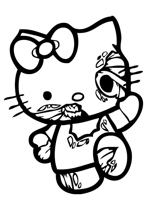 10 Spooky Hello Kitty Horror Coloring Pages for Halloween