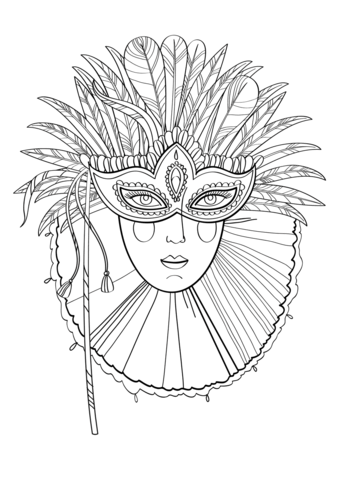 Lady In Carnival Mask Coloring Page Free Printable Coloring