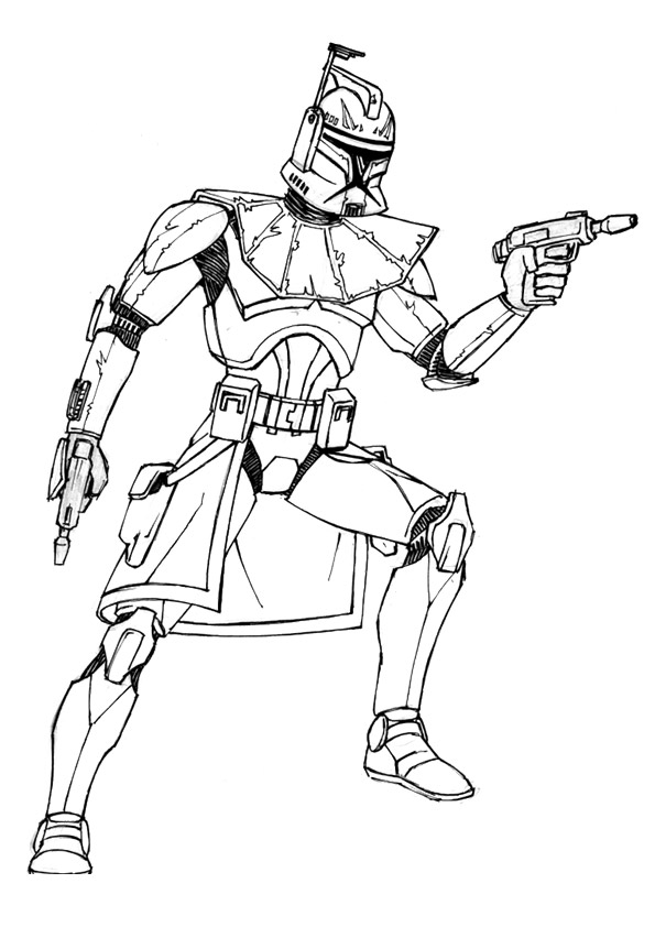 Captain Rex With 2 Guns Coloring Page - Free Printable Coloring Pages