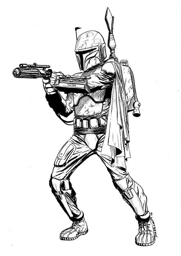 Jango Fett Shotting Coloring Page - Free Printable Coloring Pages for Kids