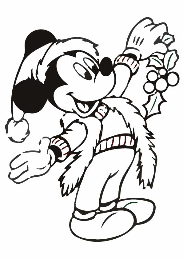 Mickey Mouse On Christmas Coloring Page - Free Printable Coloring Pages