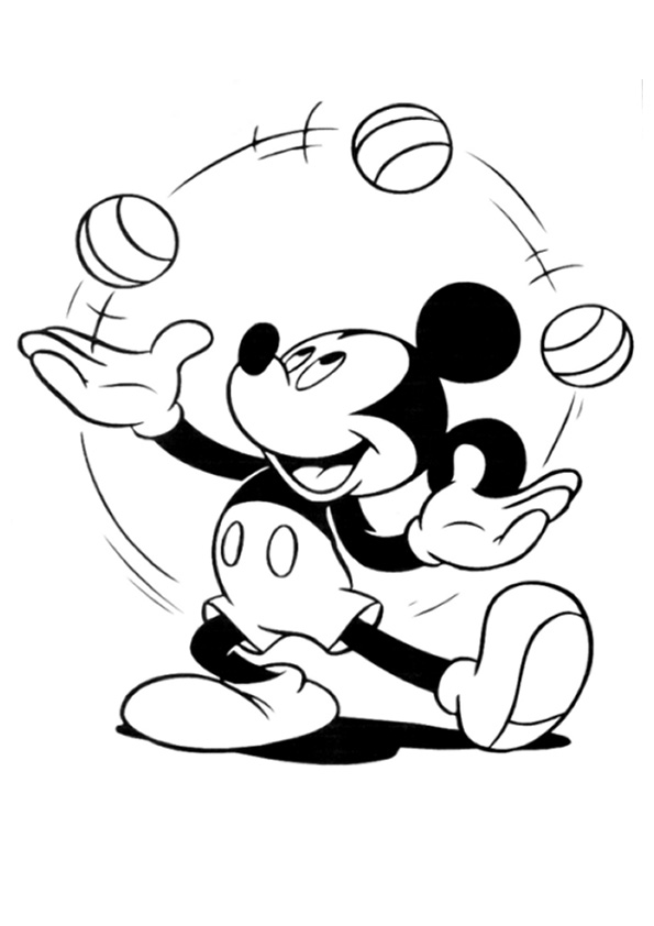 Mickey Mouse Juggling Balls Coloring Page - Free Printable Coloring