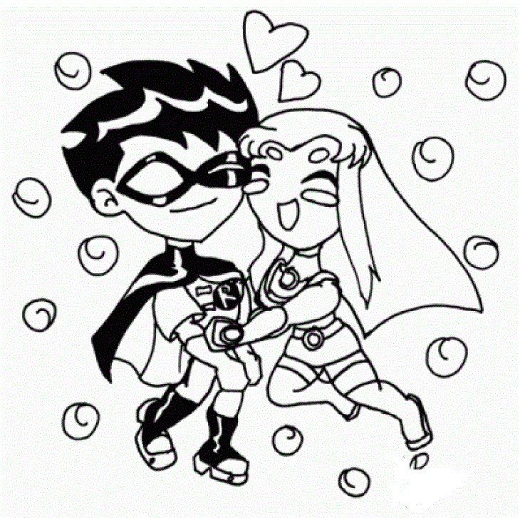 A Wedding Of Robin And Starfire Coloring Page - Free Printable Coloring
