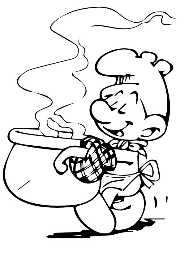 Download The Smurf Cooking Coloring Page - Free Printable Coloring Pages for Kids