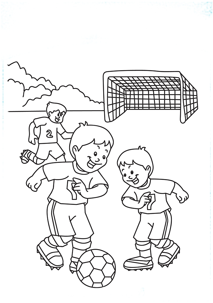 The Boys Playing Soccer Coloring Page - Free Printable Coloring Pages