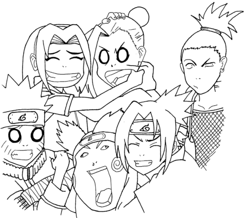 Team 7 And 10 In Naruto Coloring Page Free Printable