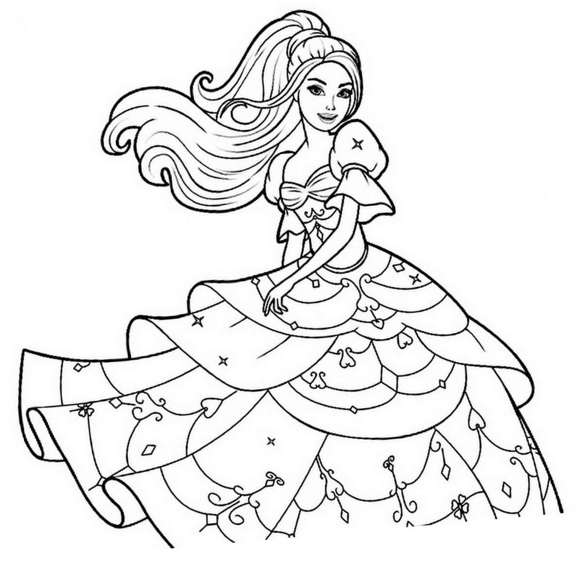 Beautiful Barbie Princess Coloring Page - Free Printable Coloring Pages