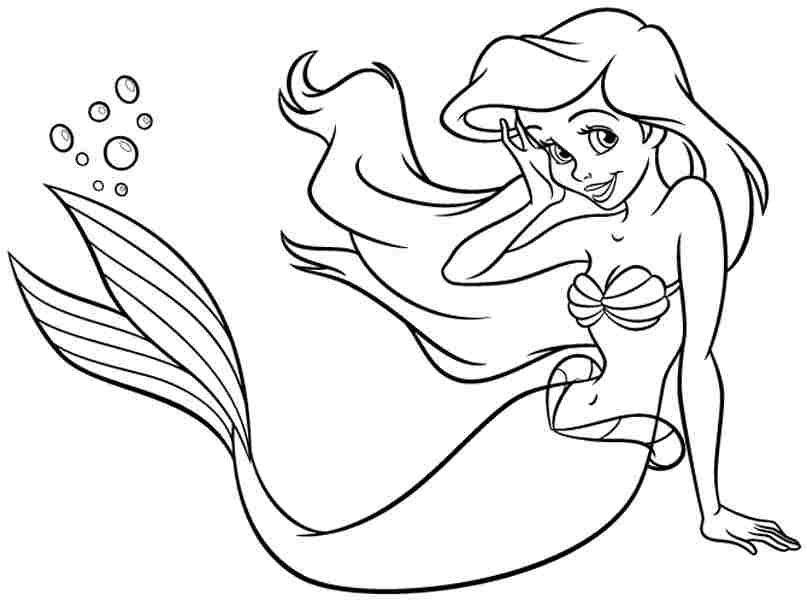 Princess Ariel Smiling Coloring Page - Free Printable Coloring Pages for Kids