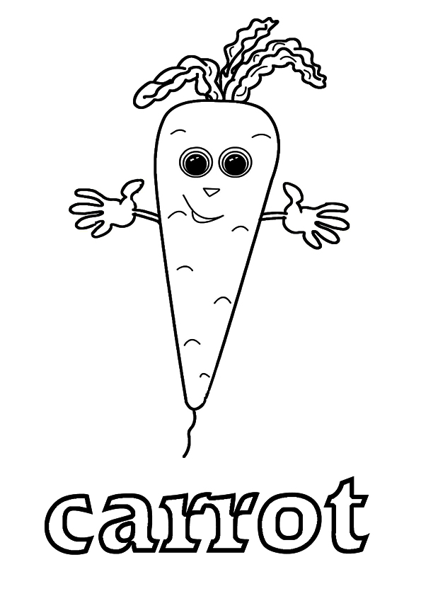 A Cartoon Carrot Coloring Page - Free Printable Coloring Pages for Kids
