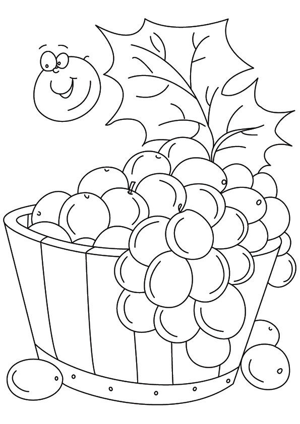 A Bucket Of Grapes Coloring Page - Free Printable Coloring Pages for Kids