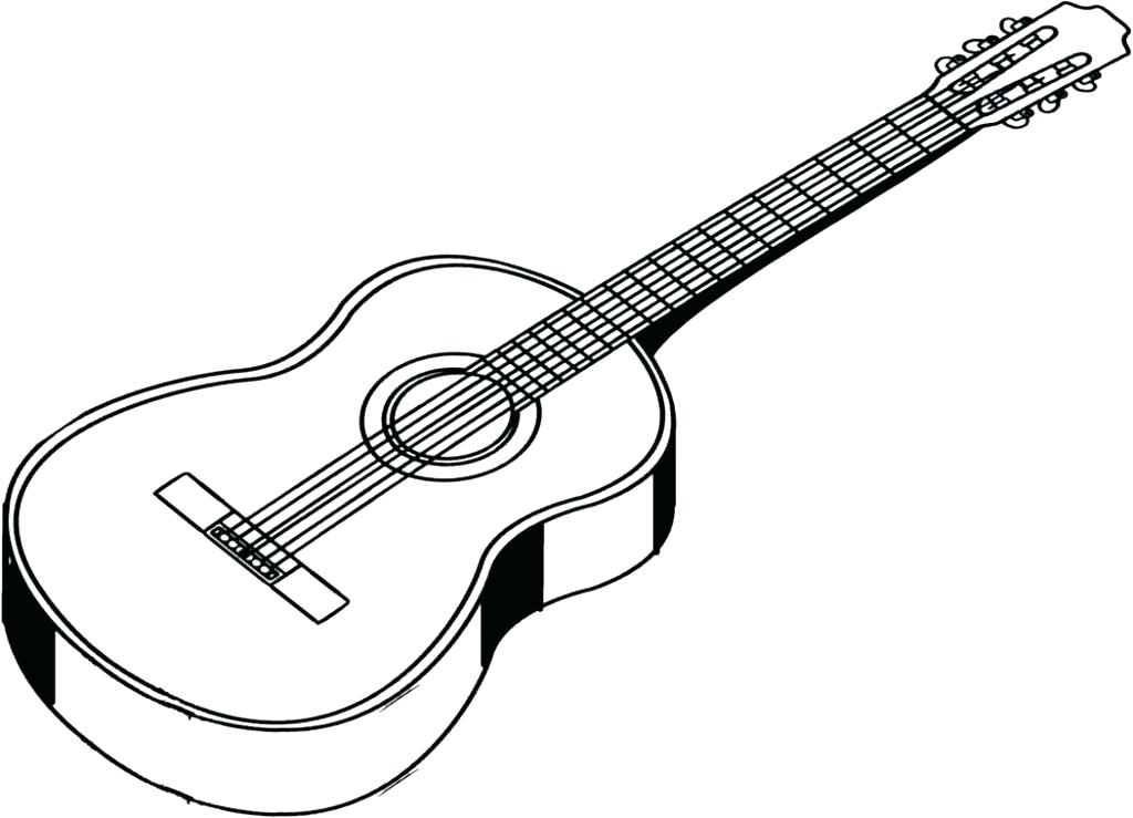 Classic Guitar Coloring Page - Free Printable Coloring Pages for Kids