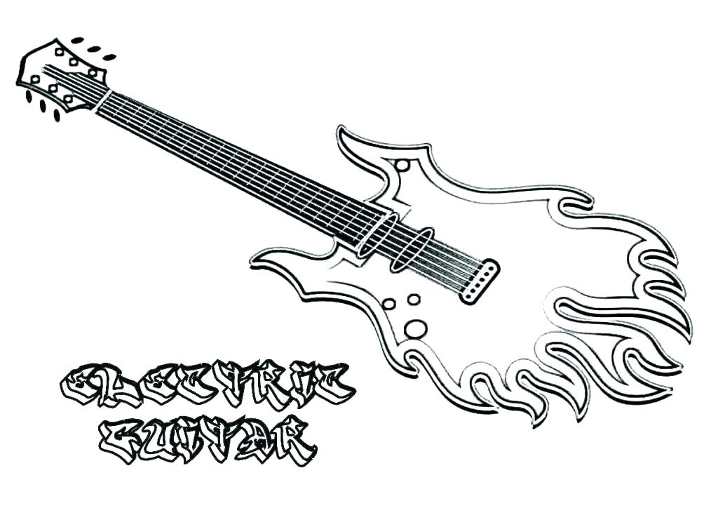Fire Electric Guitar Coloring Page - Free Printable ...
