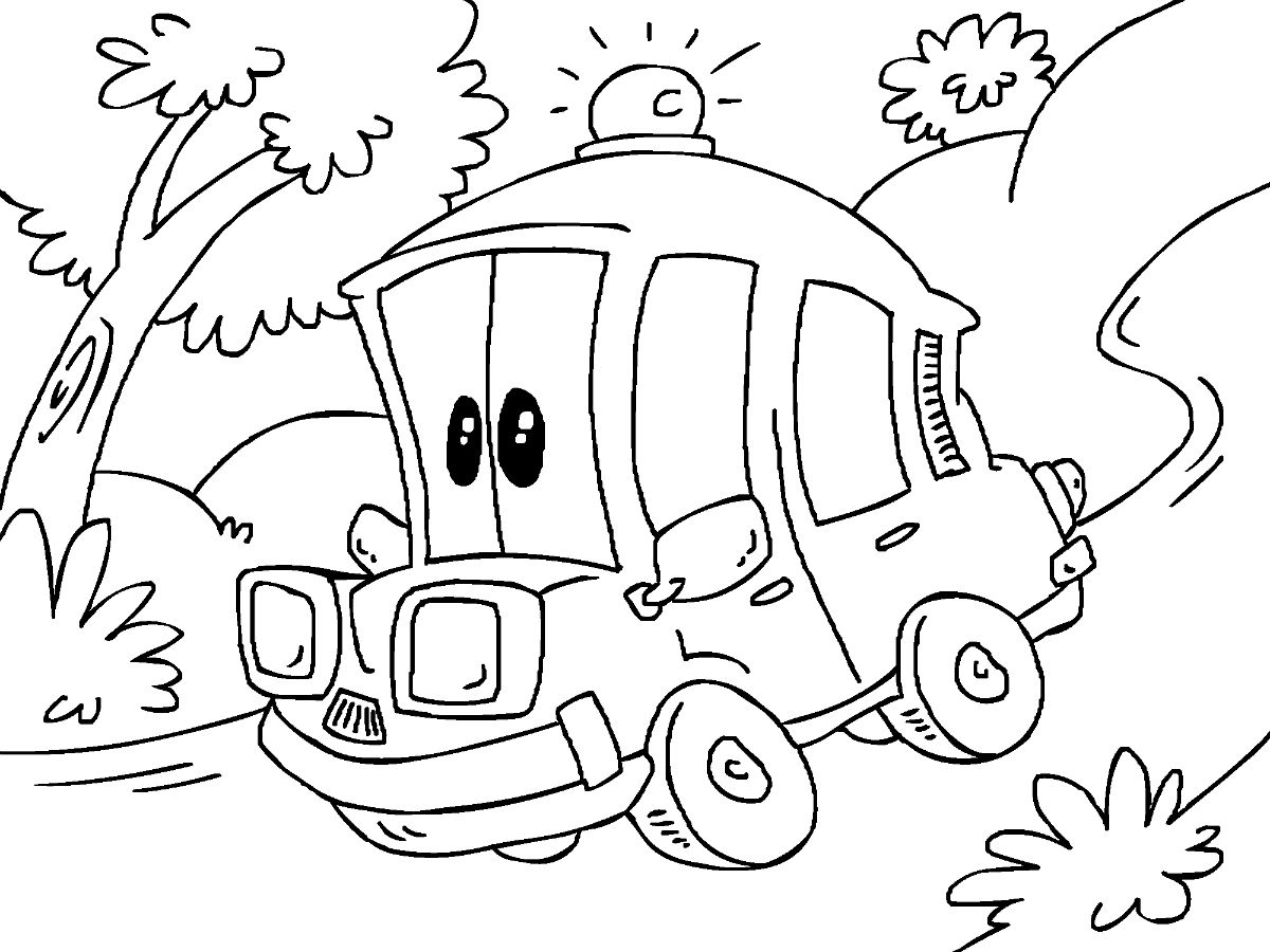 Download Cartoon Ambulance Coloring Page - Free Printable Coloring Pages for Kids