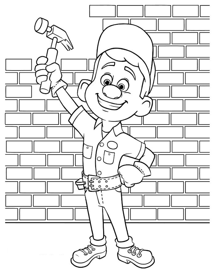 Fix It Felix Smiling Coloring Page - Free Printable Coloring Pages for Kids