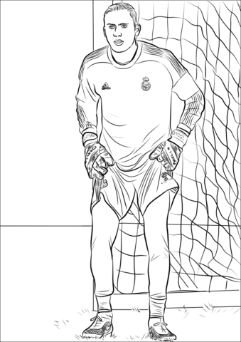Keylor Navas Preparing Catch Ball Coloring Page - Free