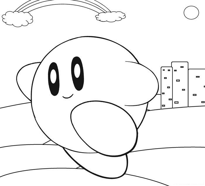 Happy Kirby Coloring Page - Free Printable Coloring Pages for Kids