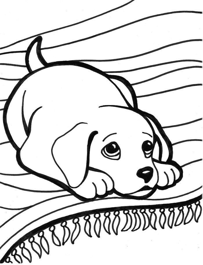 Sad Puppy Coloring Page - Free Printable Coloring Pages for Kids