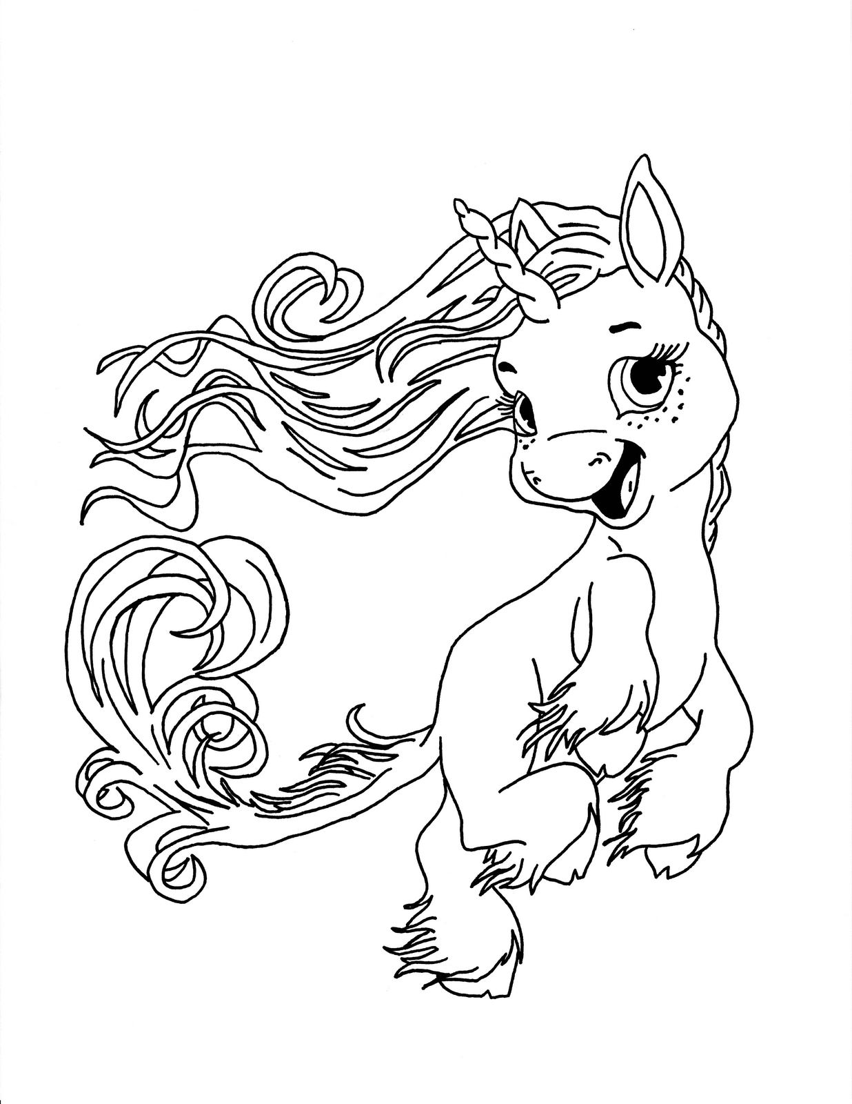 Happy Unicorn Coloring Page - Free Printable Coloring Pages for Kids