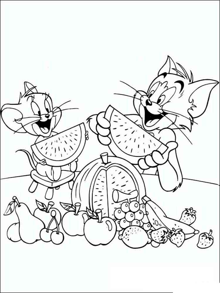 Download Tom And Jerry Eating Watermelon Coloring Page - Free ...