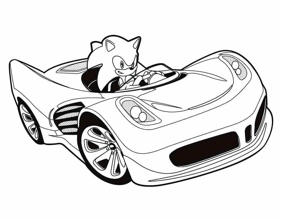 Sonic Driving Car Coloring Page  Free Printable Coloring Pages for Kids