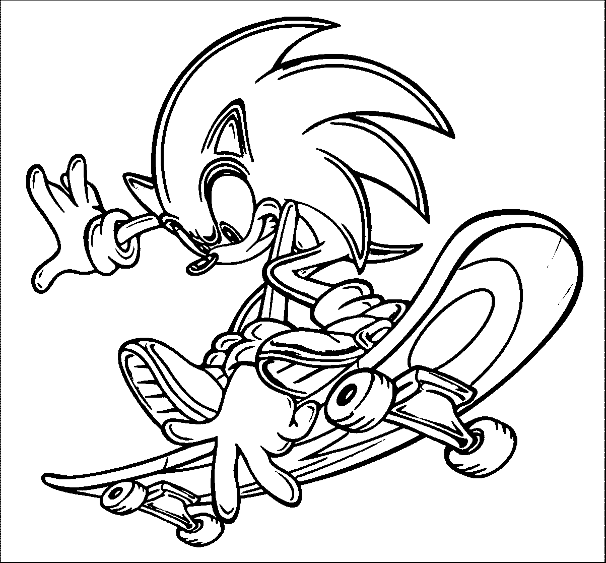 Download Sonic Skateboarding Coloring Page - Free Printable Coloring Pages for Kids