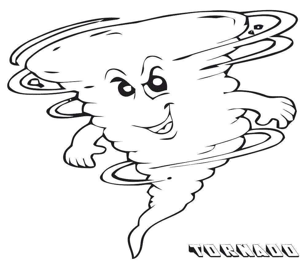 Happy Cartoon Tornado Coloring Page - Free Printable Coloring