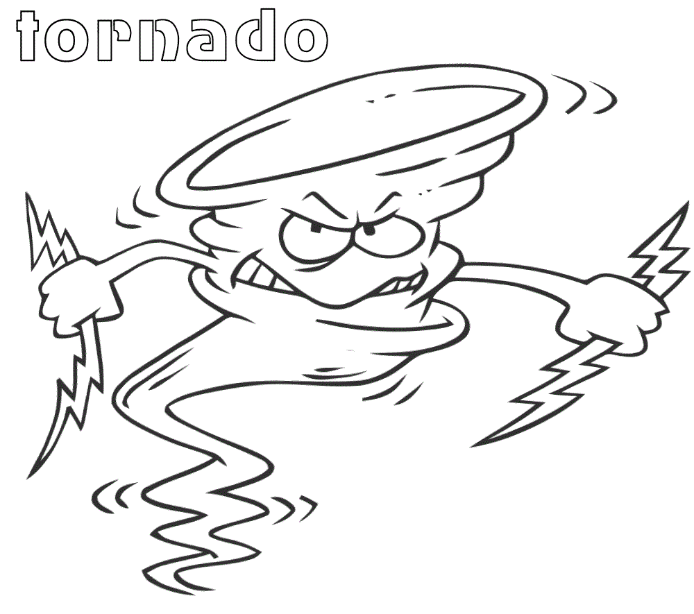 Angry Cartoon Tornado Coloring Page - Free Printable Coloring