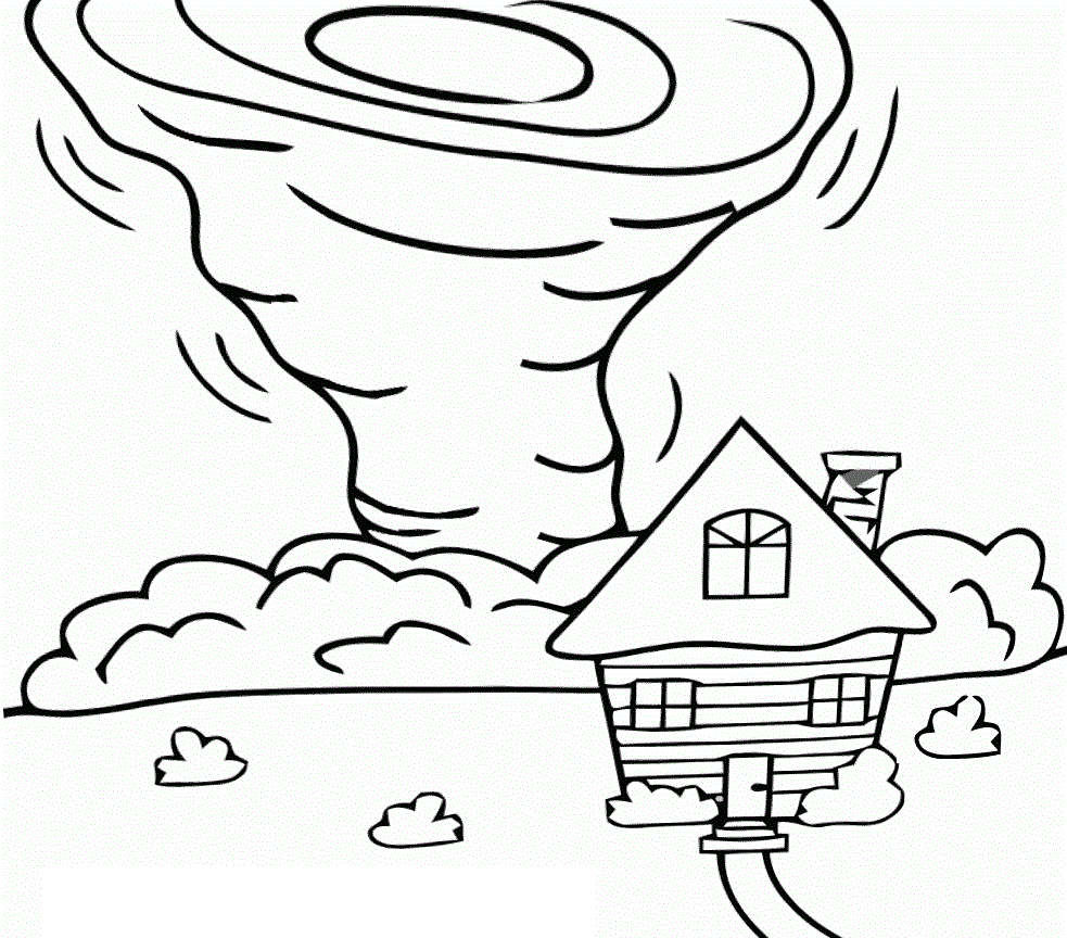 A House And Tornado Coloring Page - Free Printable Coloring Pages