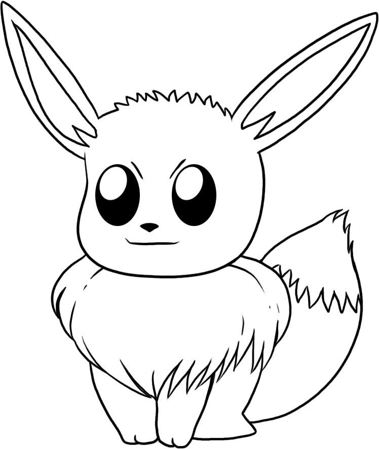 Eevee Smiling Coloring Page - Free Printable Coloring Pages for Kids