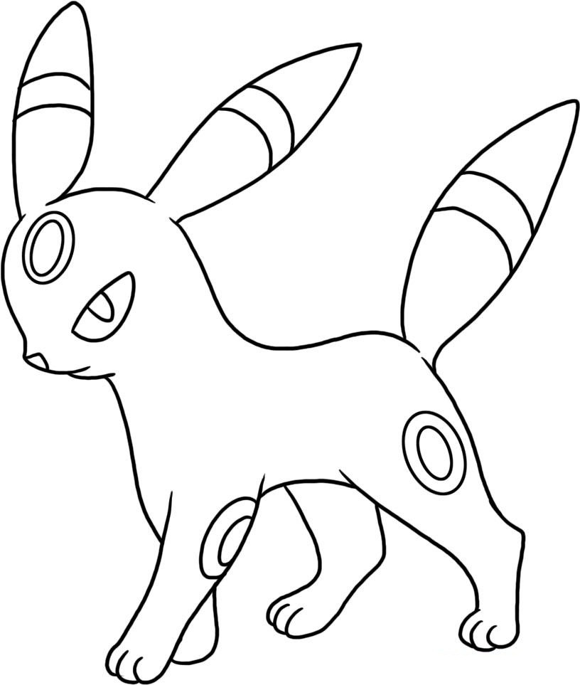 Umbreon Walking Coloring Page - Free Printable Coloring Pages for Kids