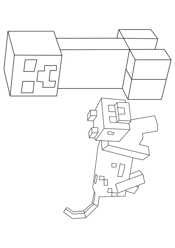 Creeper And Dog In Minecraft Coloring Page - Free Printable Coloring