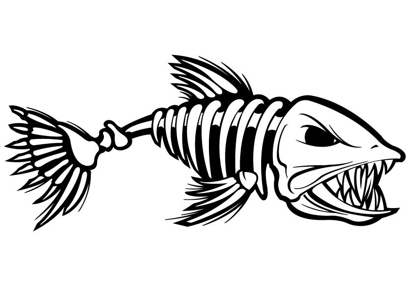 A Fish Skeleton Coloring Page - Free Printable Coloring Pages for Kids