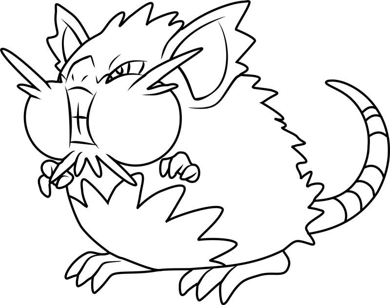 Angry Alolan Raticate Coloring Page - Free Printable Coloring Pages for
