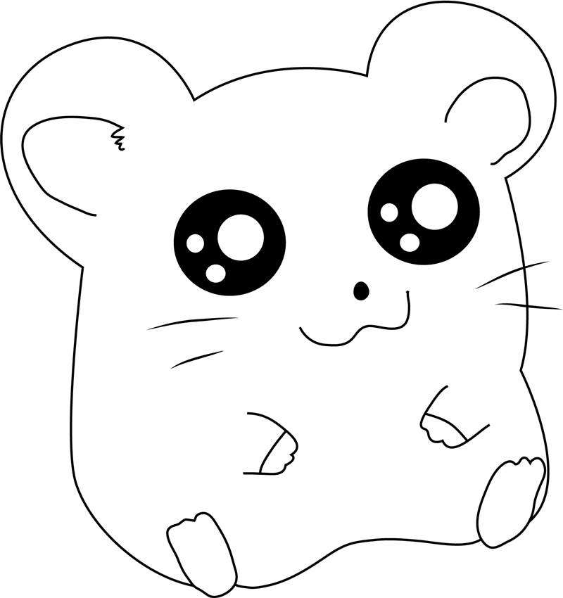 Download Cute Hamtaro Sitting Coloring Page - Free Printable Coloring Pages for Kids