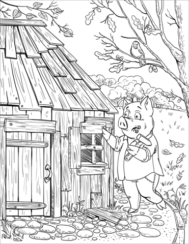 Patty Pig Fixing A House Coloring Page - Free Printable Coloring Pages