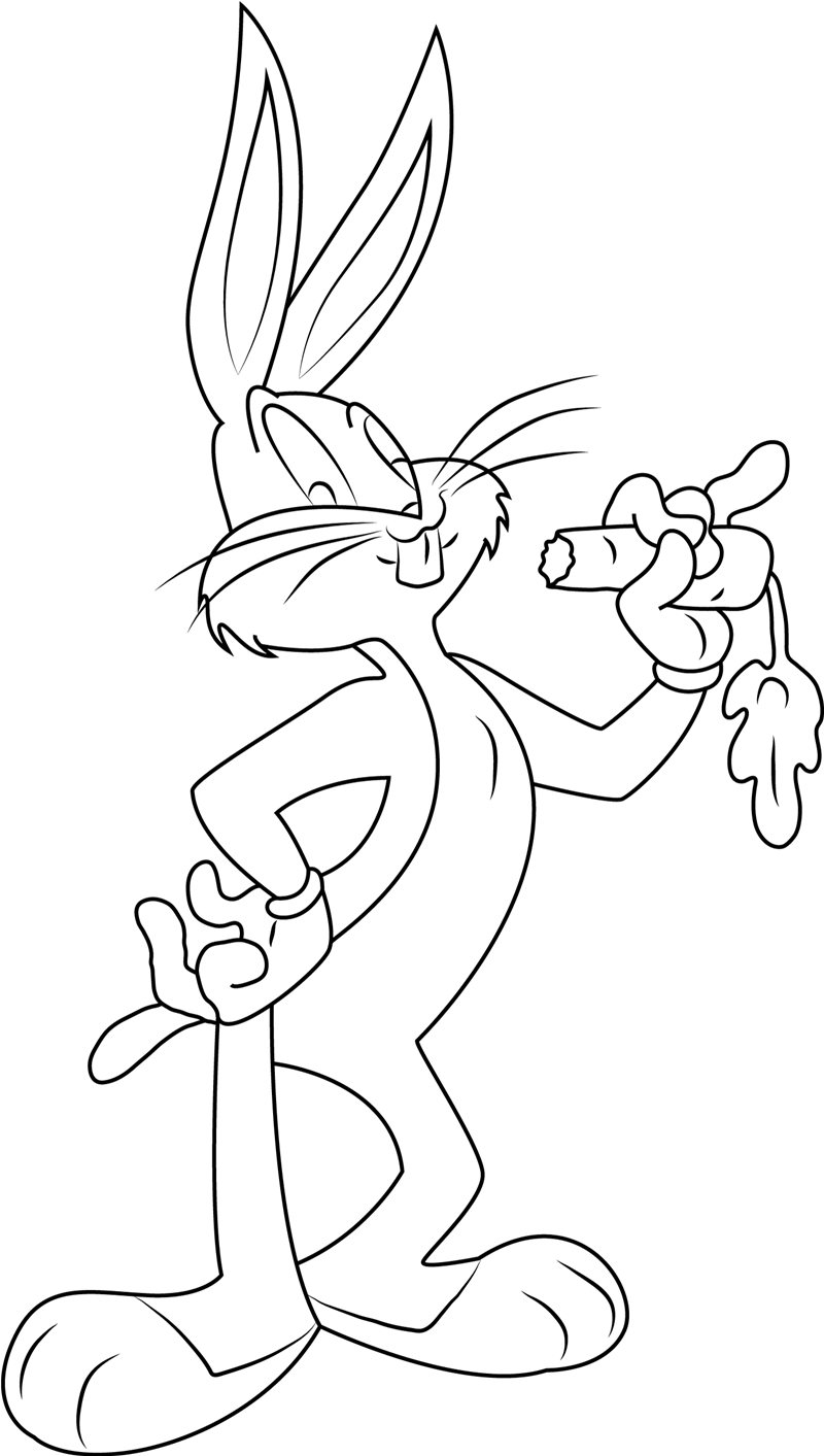 Bugs Bunny Eating A Carrot Coloring Page Free Printable