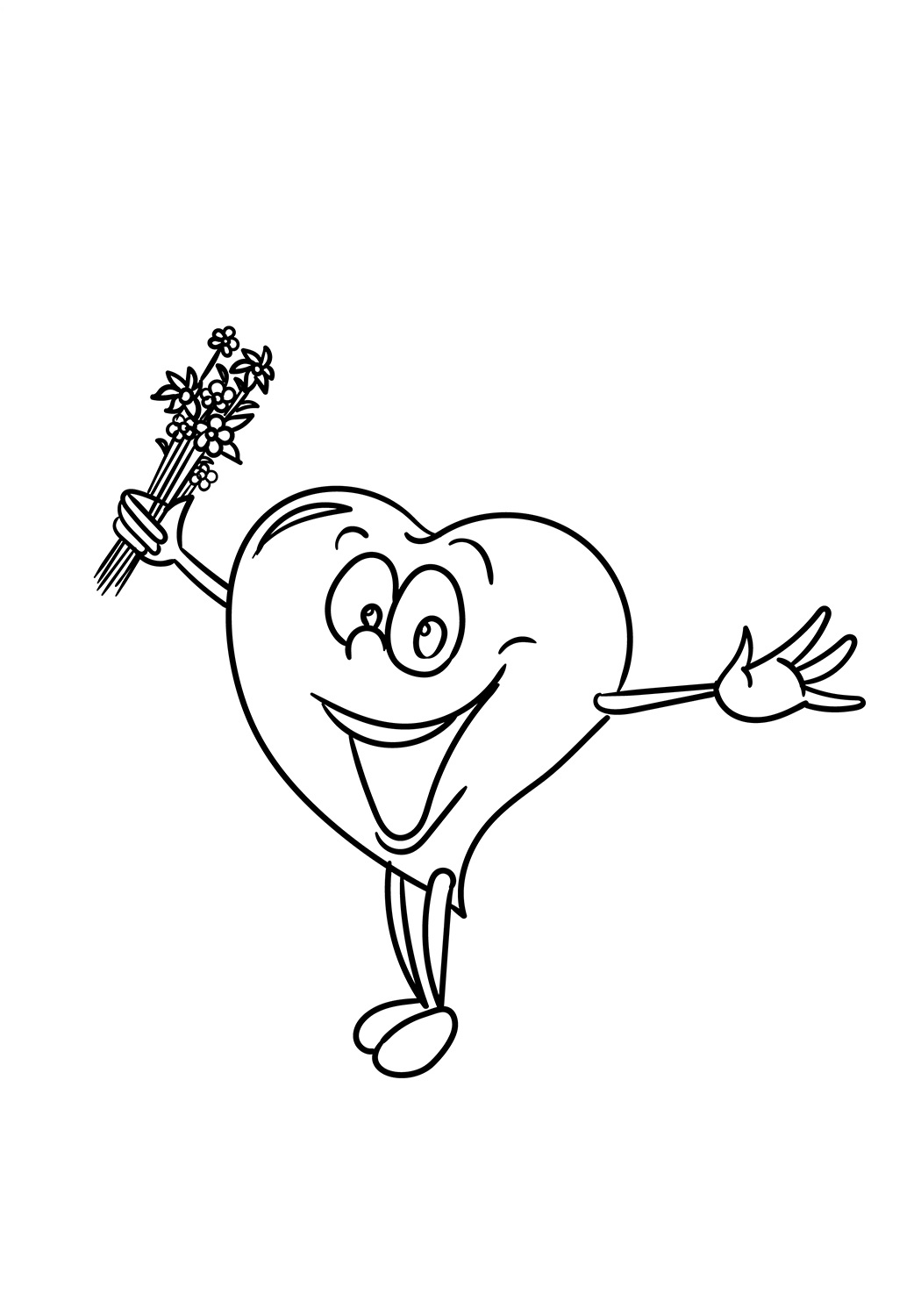 Happy Cartoon Heart Coloring Page - Free Printable ...