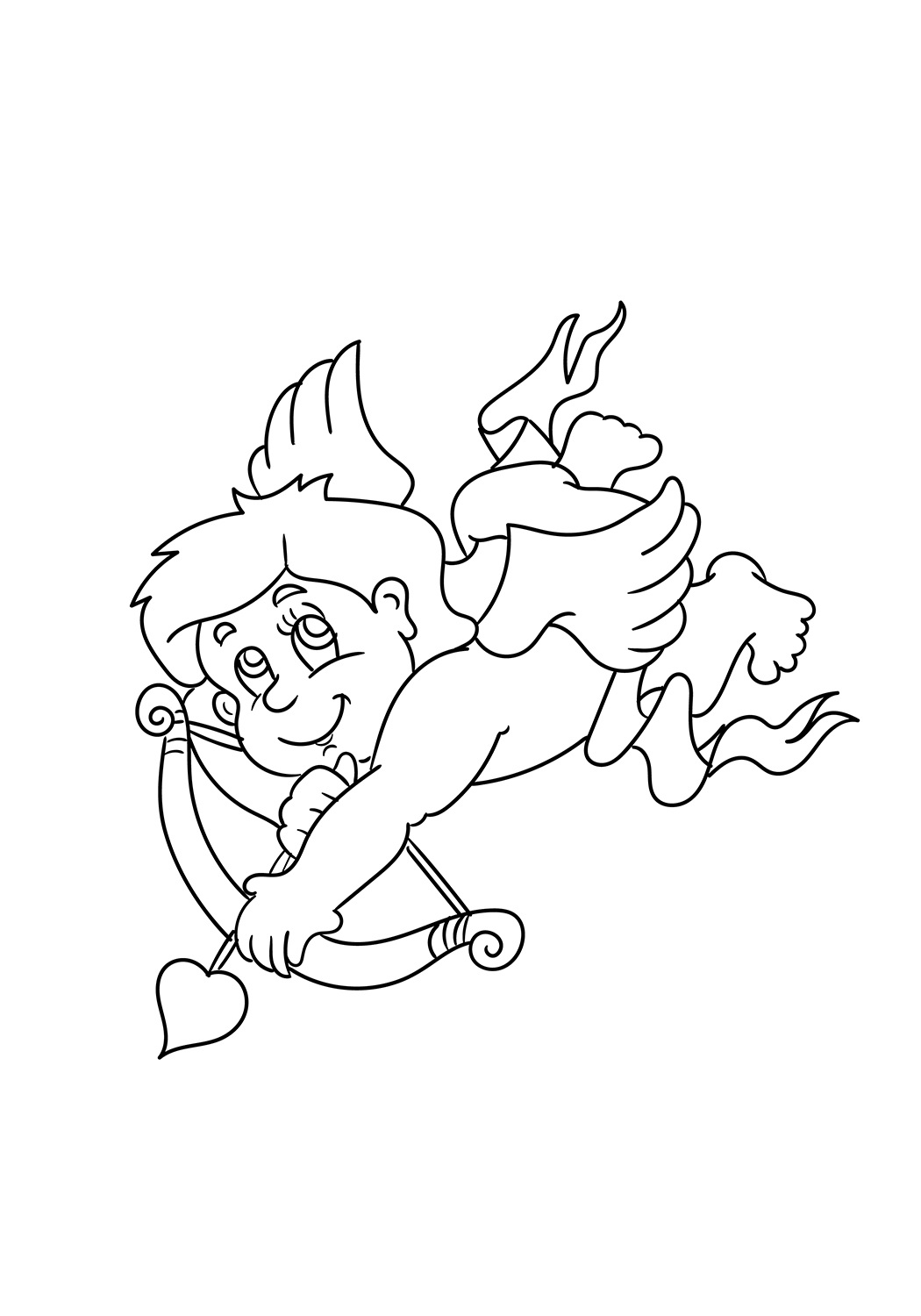 Cupid Is Smiling Coloring Page - Free Printable Coloring Pages for Kids