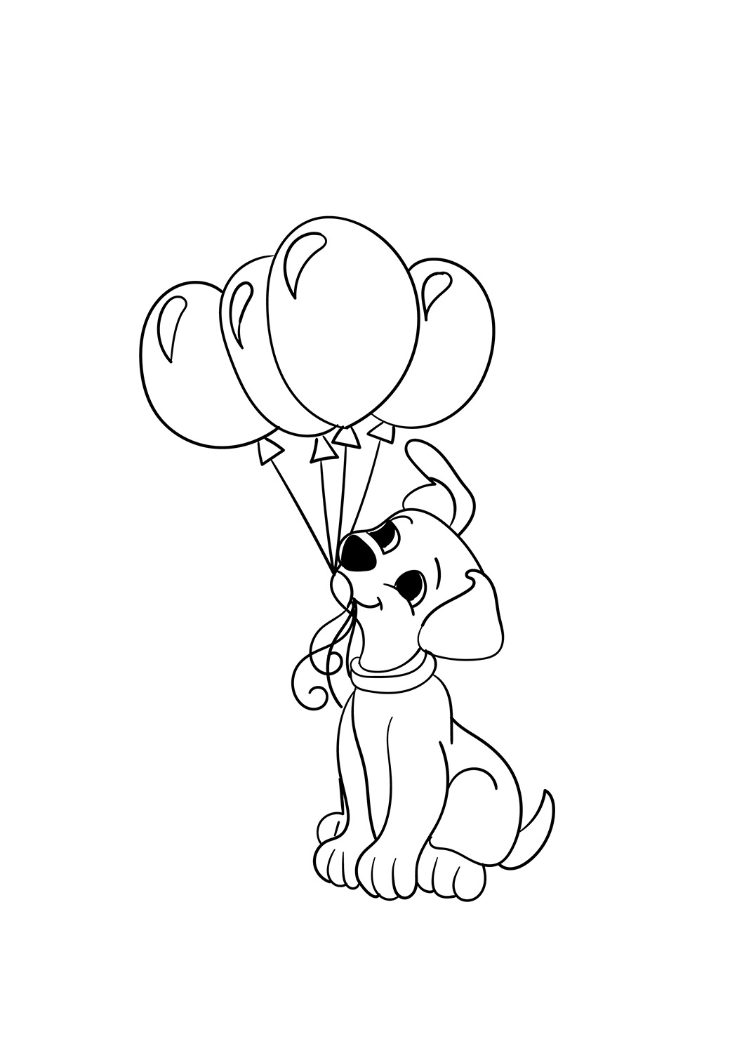 Puppy With Balloons Coloring Page - Free Printable ...
