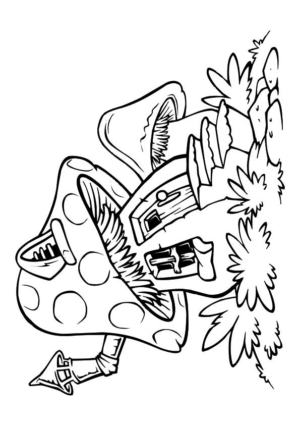 A Mushroom House Coloring Page - Free Printable Coloring Pages for Kids